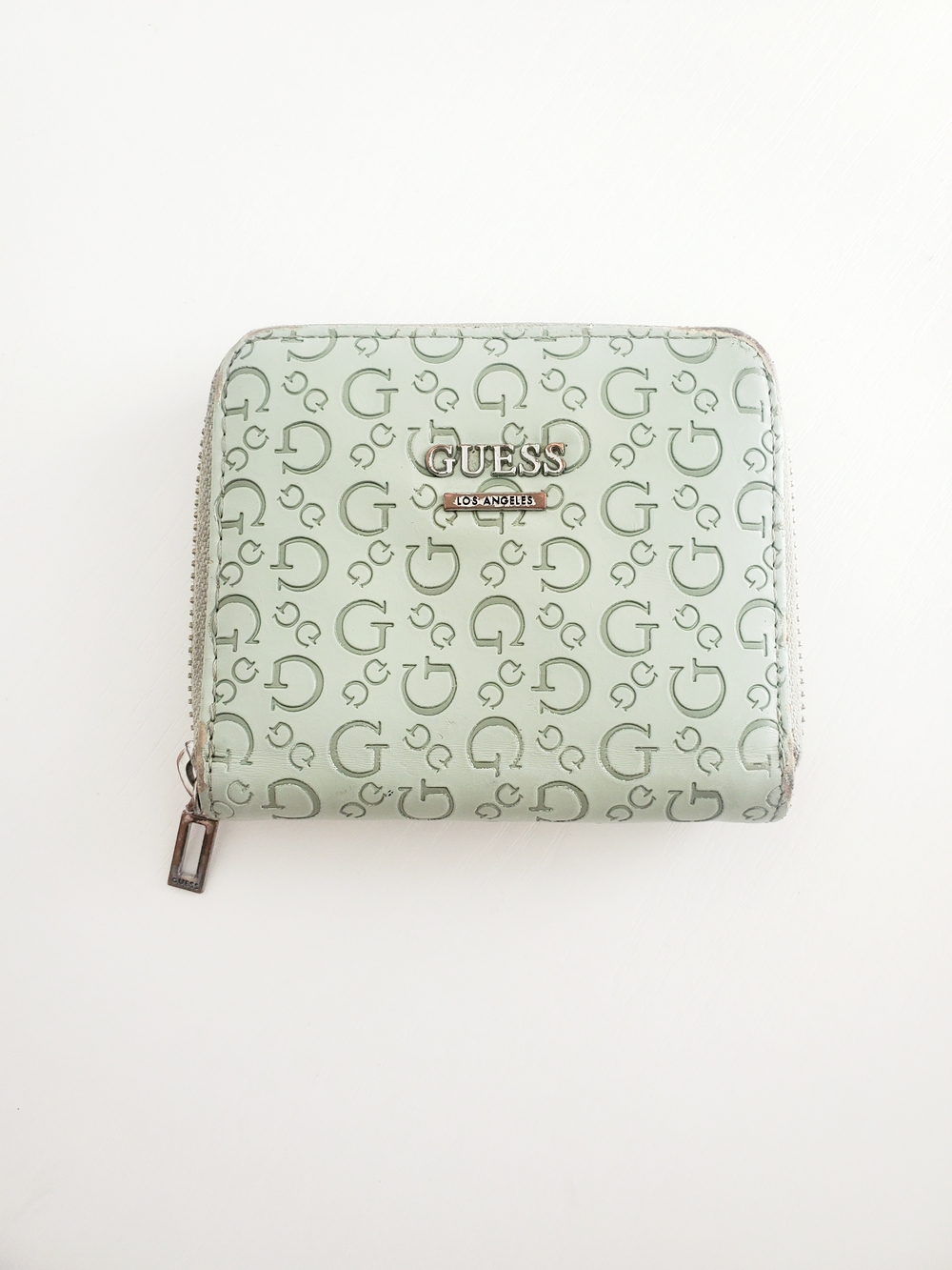 GUESS Mint Green Logo Zip Wallet